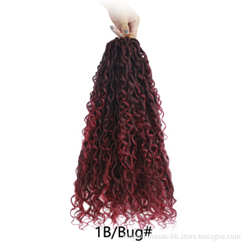 Ombre Color 14 18 Inch Curly Faux Locs Crochet Hair Extensions River Locs Crochet Goddess Faux Locs Braid